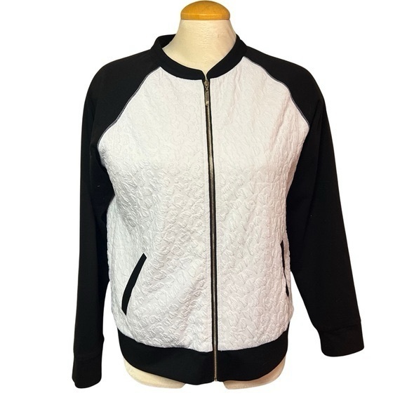 lvanka Trump Jackets & Blazers - Ivanka Trump Black White ZipUp Jacket Gold Zipper No Size Tag GUC